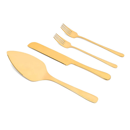 Elegant Personalized Wedding Cake Cutting Set with Engraved Knife and Forks