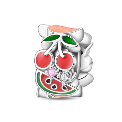 925 Sterling Silver Colorful Butterfly And Cherry Blossom Beads Clip Charm For DIY Bracelets Fine Zircon Jewelry