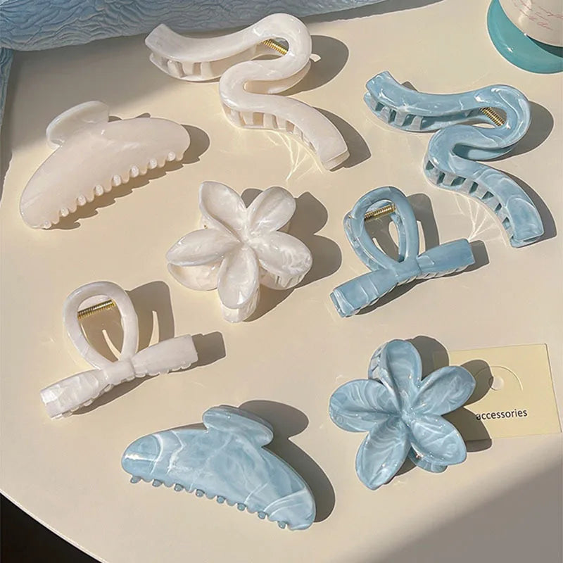 Korean Hawaiian Floral Hair Claw Clips for Women - Trendy Beach Hair Accessories