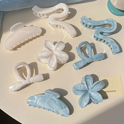 Korean Hawaiian Floral Hair Claw Clips for Women - Trendy Beach Hair Accessories
