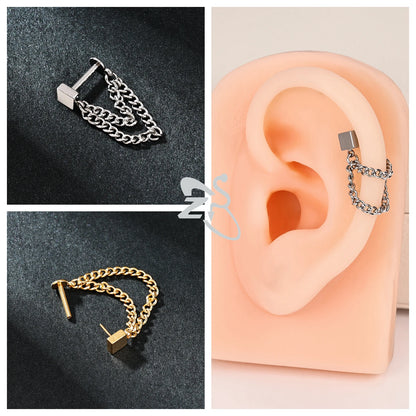 ZS 16G Stainless Steel Stud Earrings for Women and Girls with CZ Crystal Tassel Drop Design