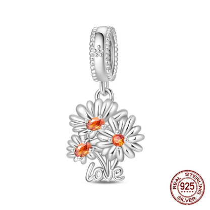 Elegant Sterling Silver Purple Flower Beads for DIY Jewelry and Charm Bracelets