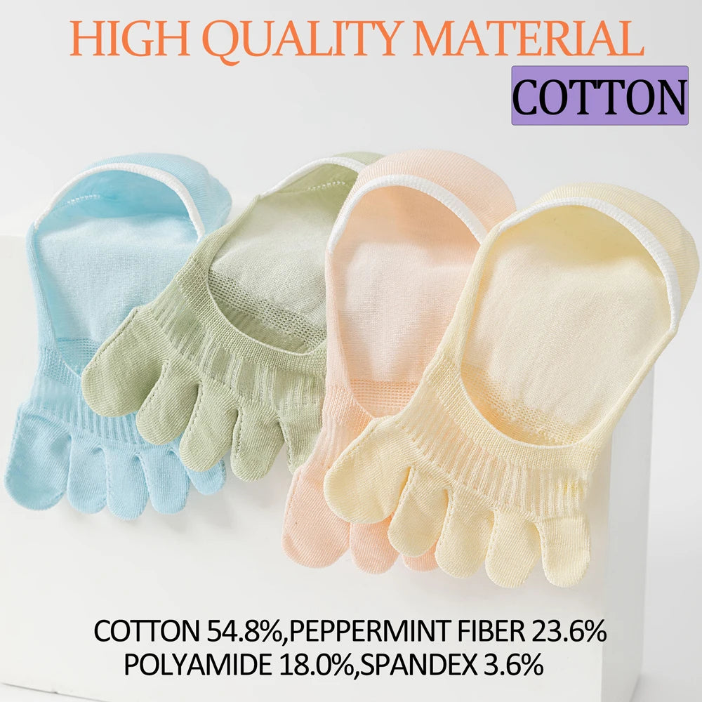 6 Pairs Cooling Mint Toe Socks For Women Non Slip Ankle