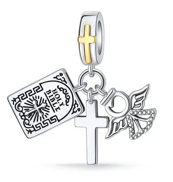 925 Sterling Silver Virgin Mary Angel Cross Pendant Necklace Charm for DIY Jewelry Gifts