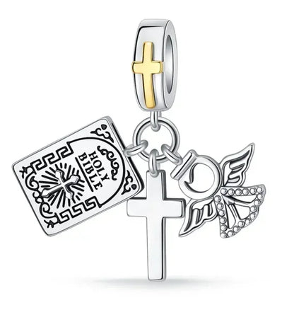 925 Sterling Silver Virgin Mary Angel Cross Pendant Necklace Charm for DIY Jewelry Gifts