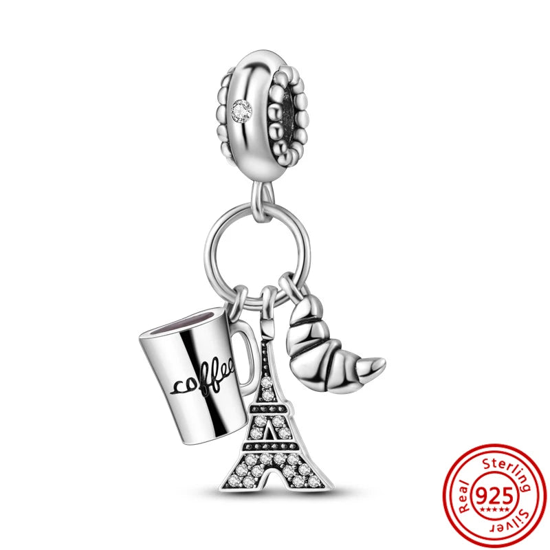 925 Silver Hot Air Balloon Castle Tower Mushroom Charms