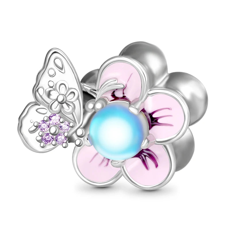 925 Sterling Silver Charm Beads for Women Bracelet - Four-Leaf Clover and Sunflower Design B1336