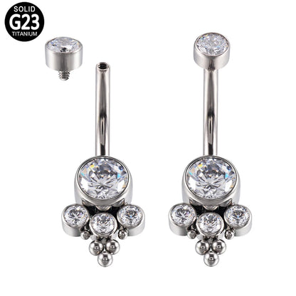 G23 Titanium Belly Button Rings with Crystal CZ Beach Pendant Jewelry