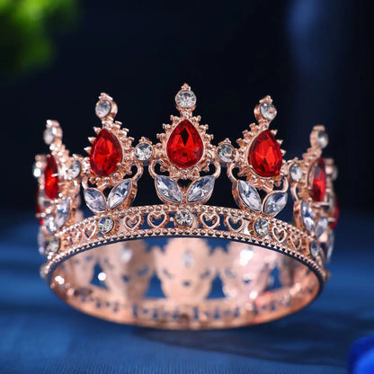 Elegant Baroque Rhinestone Crown Headdress for Weddings and Celebrations
