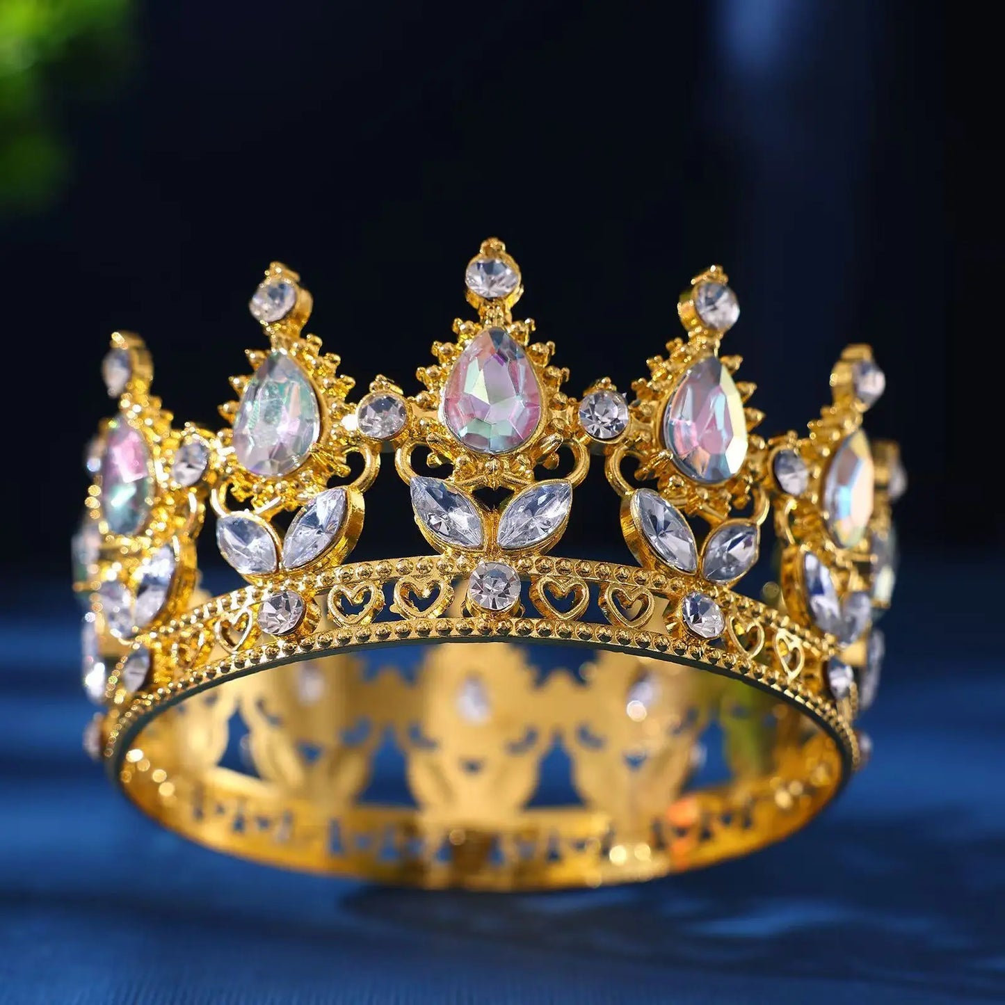Elegant Baroque Rhinestone Crown Headdress for Weddings and Celebrations