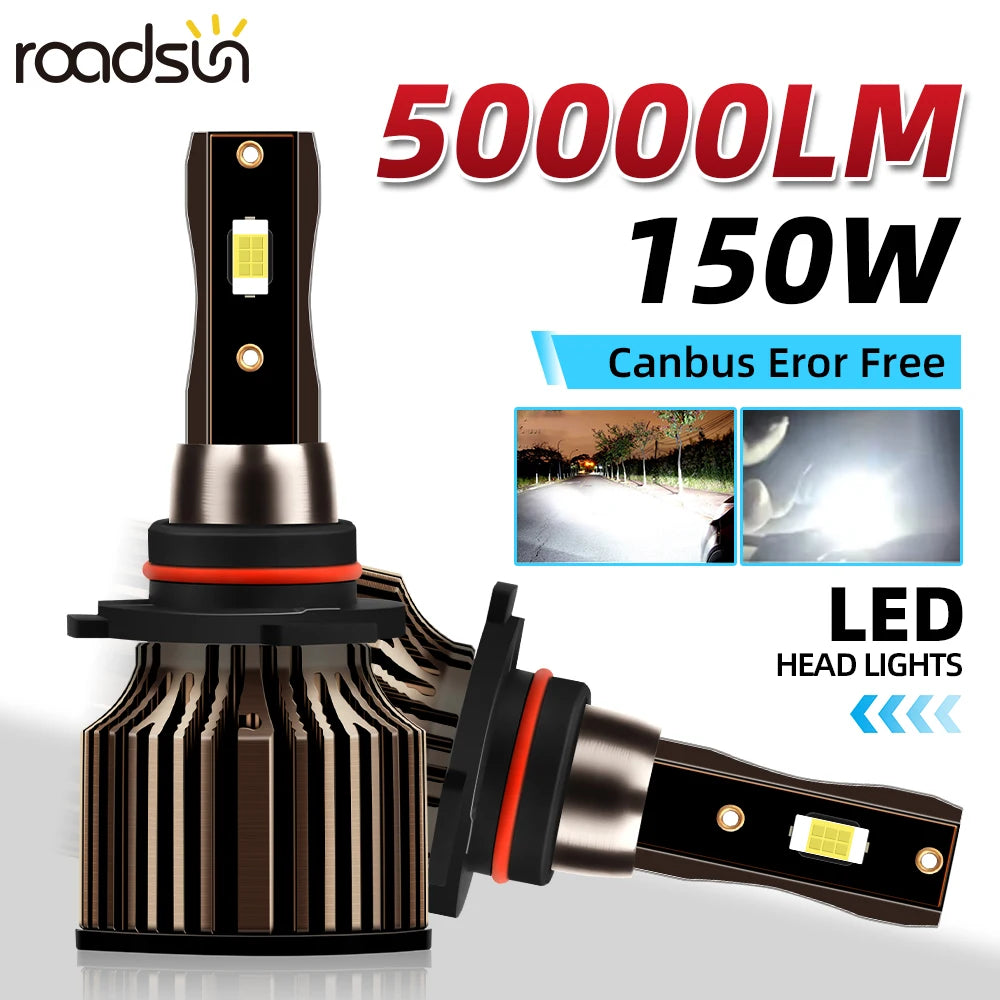 Brilliant White 6000K Turbo Auto Headlights 150W Dual Pack - Universal Fit for H11 H7 H4 Models