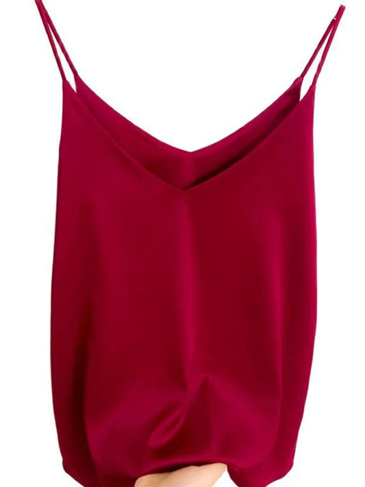 Womens Summer Camisole Tank Top V Neck Slim Fit Sleeveless
