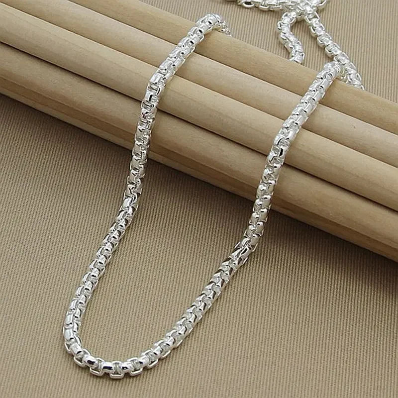 Retro Silver Plated Chain Necklace and Bracelet Set for Men and Women Perfect for Weddings and Engagements
