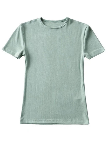 Slim Cotton Blend Cropped Tee For Women O Neck Summer