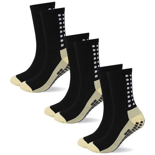 3 Pairs Unisex Anti Slip Crew Socks Towel Sole Cushioned