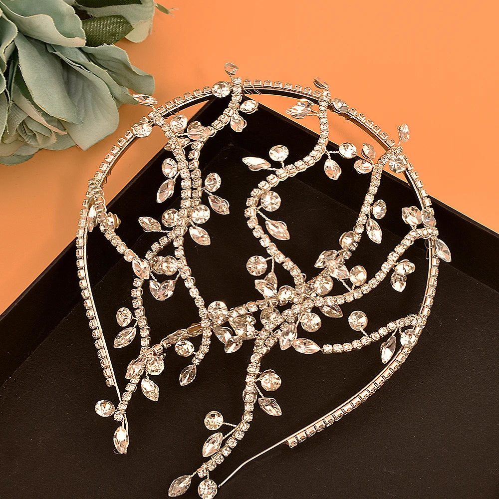 DZ165 Luxury Bridal Crystal Tiara Headband for Weddings and Proms