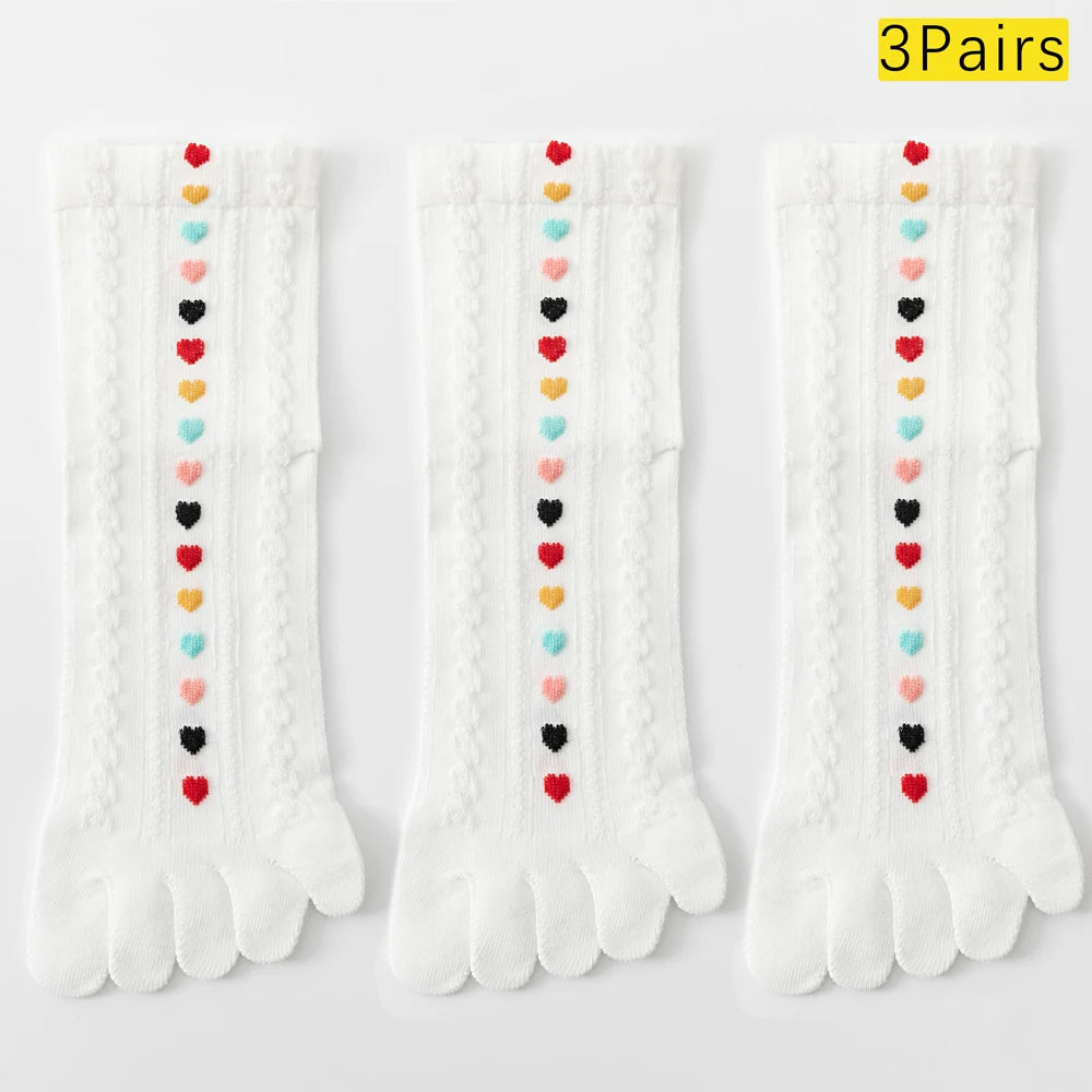 3 Pairs Womens Split Toe Mesh Ankle Socks With Heart