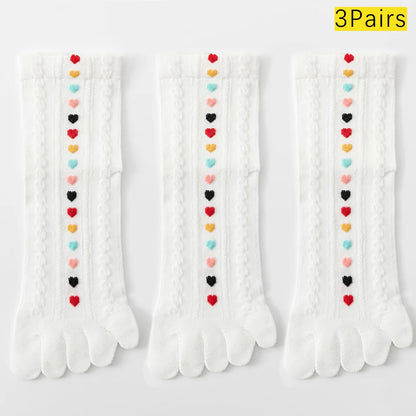 3 Pairs Womens Split Toe Mesh Ankle Socks With Heart