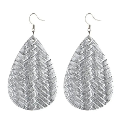 Elegant Faux Leather Teardrop Earrings for Women Lightweight Dangle Fashion Jewelry