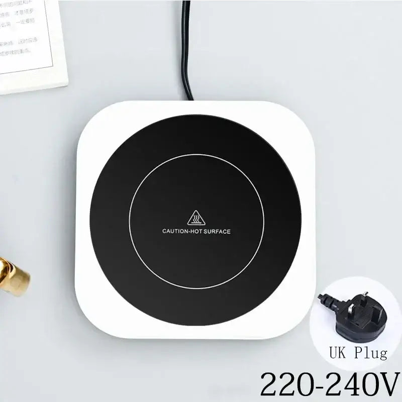 New Coffee Mug Warmer for Milk Tea Teapot Electric Heating Cup Plate 80 Degree Celsius for Home Office Use Square -UK Plug