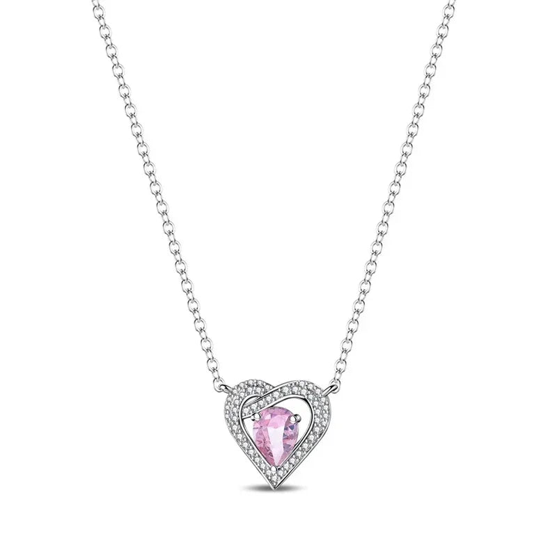 Original 925 Sterling Silver Heart Skull Necklace Ring and Cross Bracelet Set with Zircon Accents for Halloween and Valentine Gifts