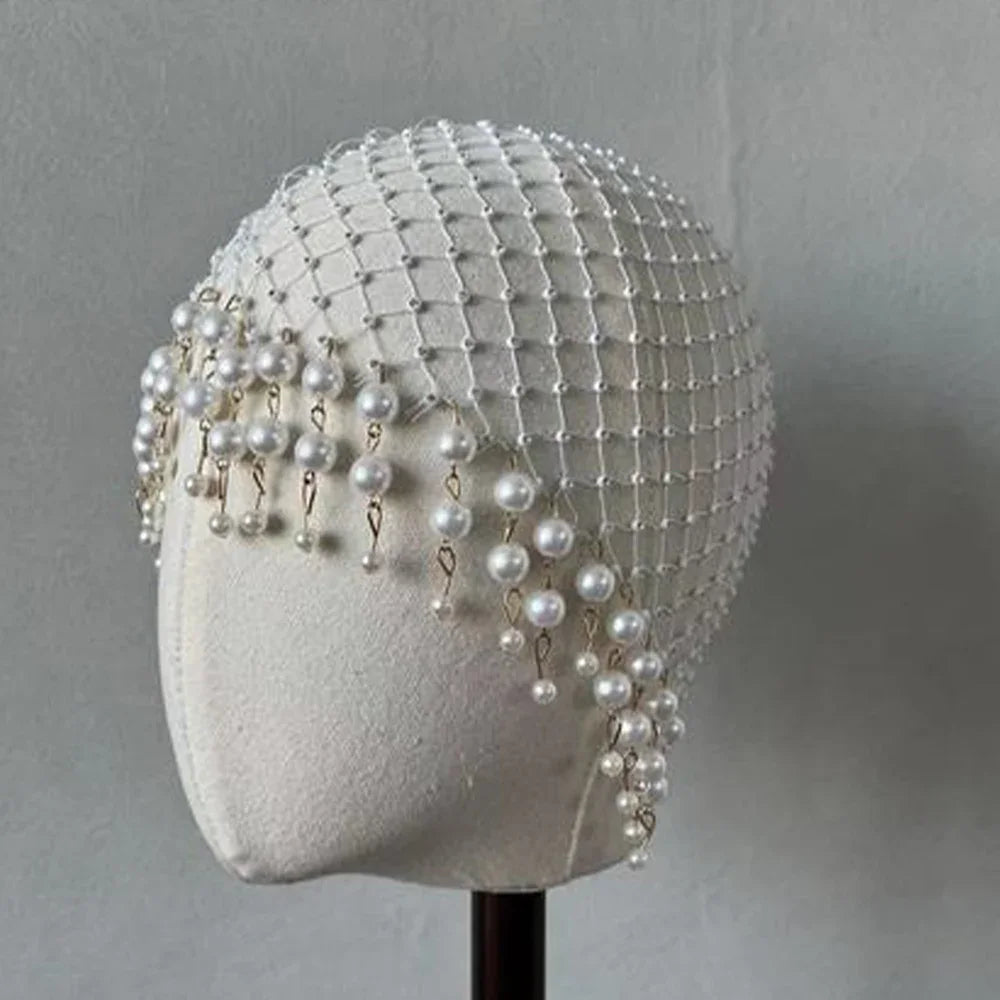 Handmade Pearl Tassel Wedding Headband Luxury Hairpiece