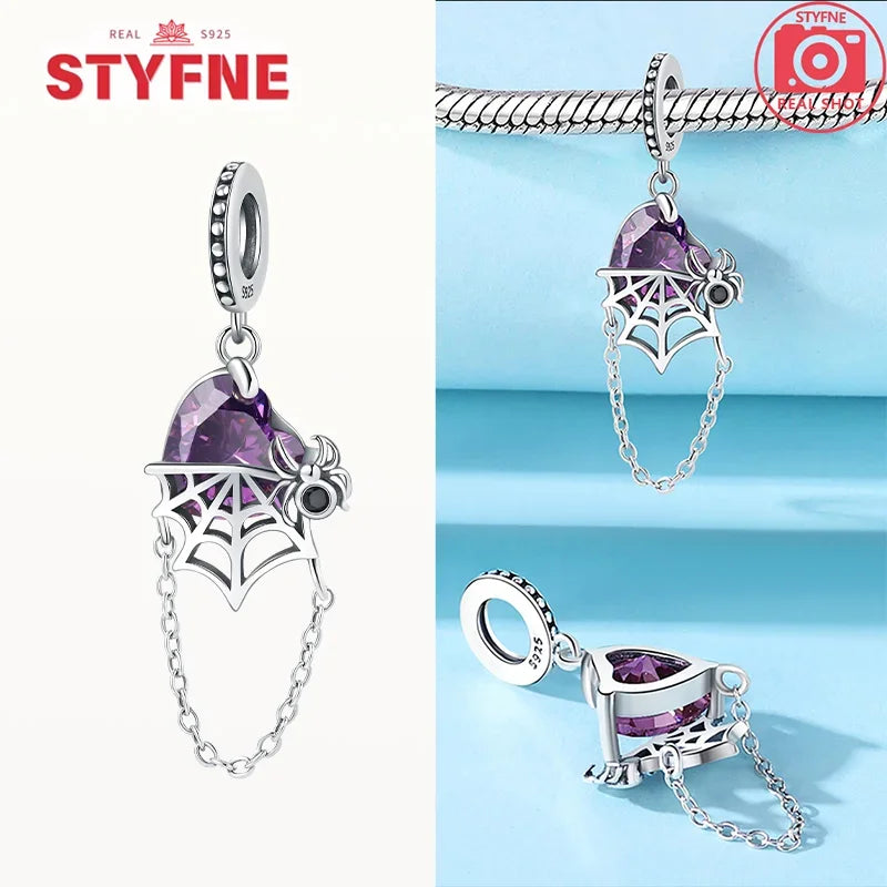 S925 Silver Luminous Zombie Skeleton Charm Bead Dangle