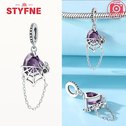 S925 Silver Luminous Zombie Skeleton Charm Bead Dangle