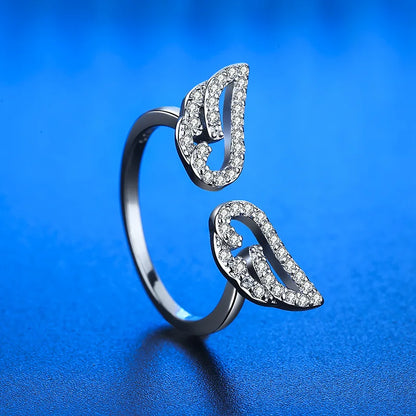 Elegant 925 Sterling Silver Heart Zircon Adjustable Ring for Women