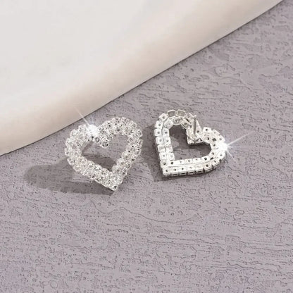 Bling Sweet Heart Geometric Glass Stud Earrings for Trendy Elegant Women