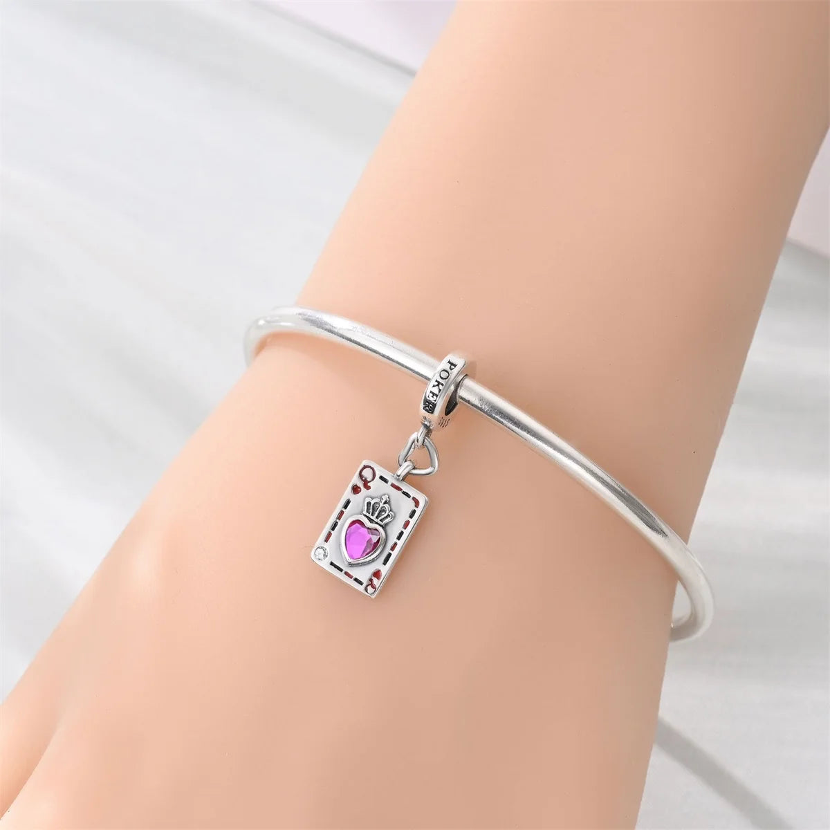 Original 925 Sterling Silver Playing Card Charms Pendant Poker Joker Hearts Spades Crown Bead Jewelry for Bracelets and Necklaces