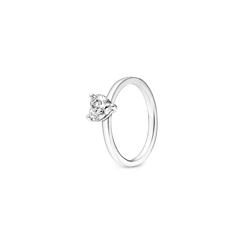 Original 925 Sterling Silver Heart Crown Bow Moon Shell Colorful Crystal Ring for Women Fine Jewelry Gift XR185