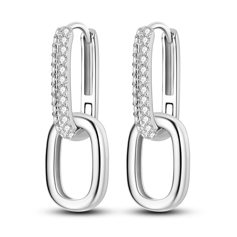 925 Sterling Silver Zirconia Hoop Earrings for Women Engagement Birthday Gift KTE201