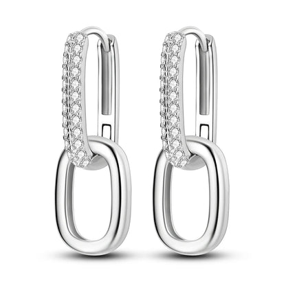 925 Sterling Silver Zirconia Hoop Earrings for Women Engagement Birthday Gift KTE201