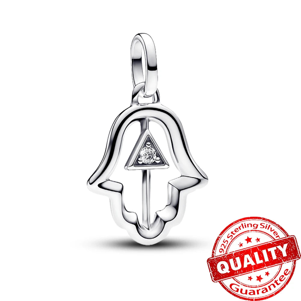 Elegant 925 Sterling Silver Pearl Heart Key Pendant for Bracelets and Necklaces FCC428