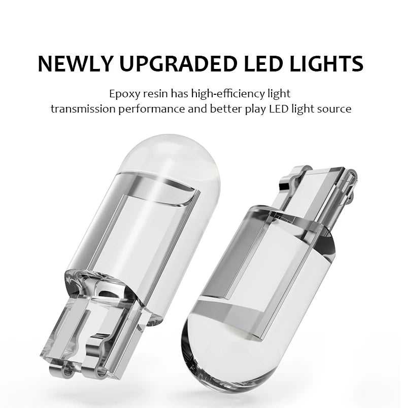10 Pack T10 W5W COB LED 6000K White 12V License Bulbs