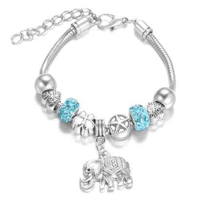 Elegant Heart Lock Charm Beaded Bangle Adjustable Snake Chain Bracelet for Women