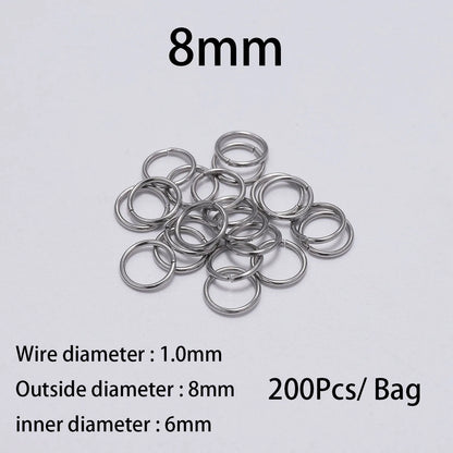 Stainless Steel Jump Rings Open Loops for DIY Jewelry Making 30 to 200 Pieces 1.0 x 8mm 200pcs