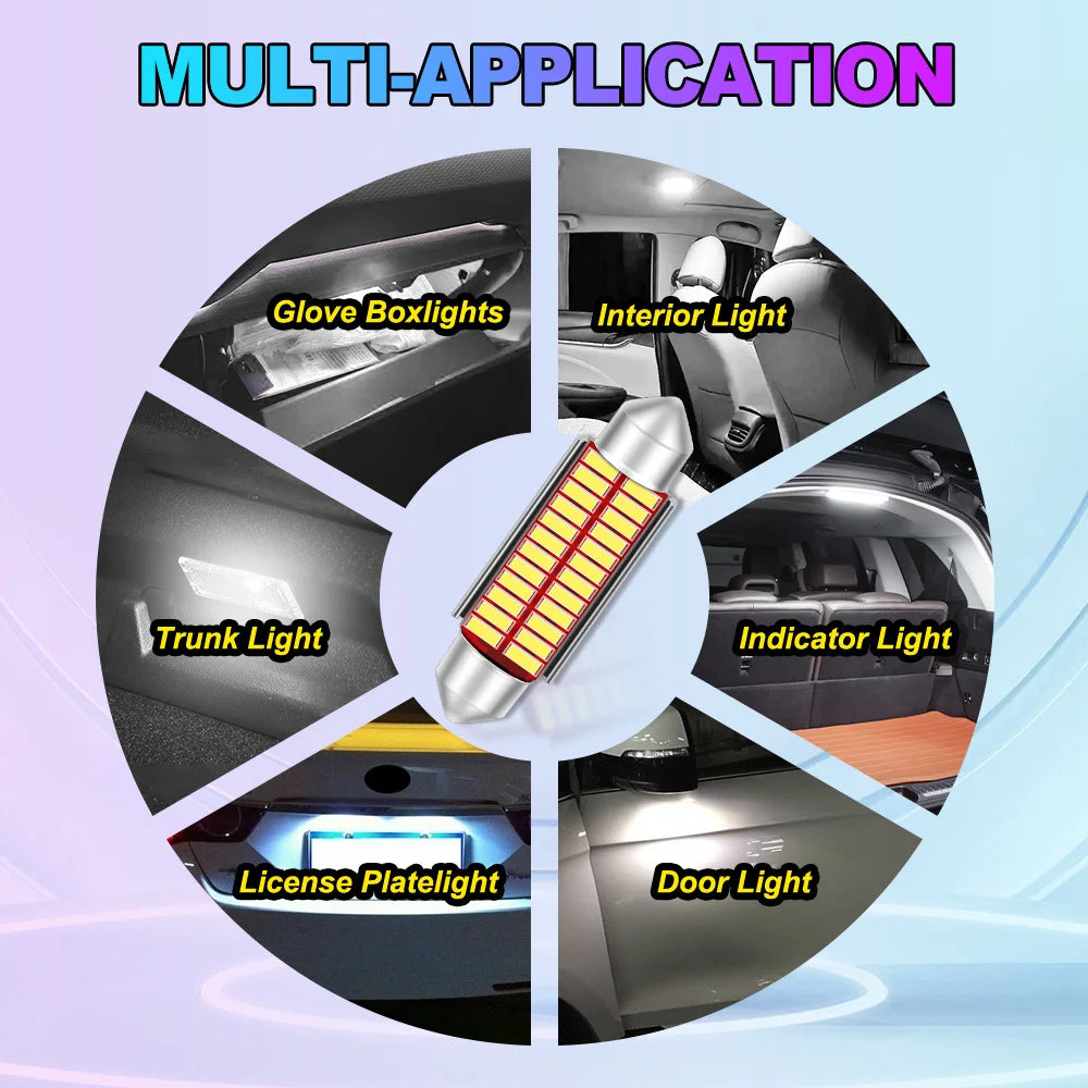 Versatile Car LED Festoon Interior Light Bulbs for Dome Map Door Courtesy License Plate Lights