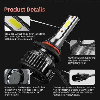 Ultra Bright 6500K LED Headlight Bulbs 25000lm 250W for All Car Models