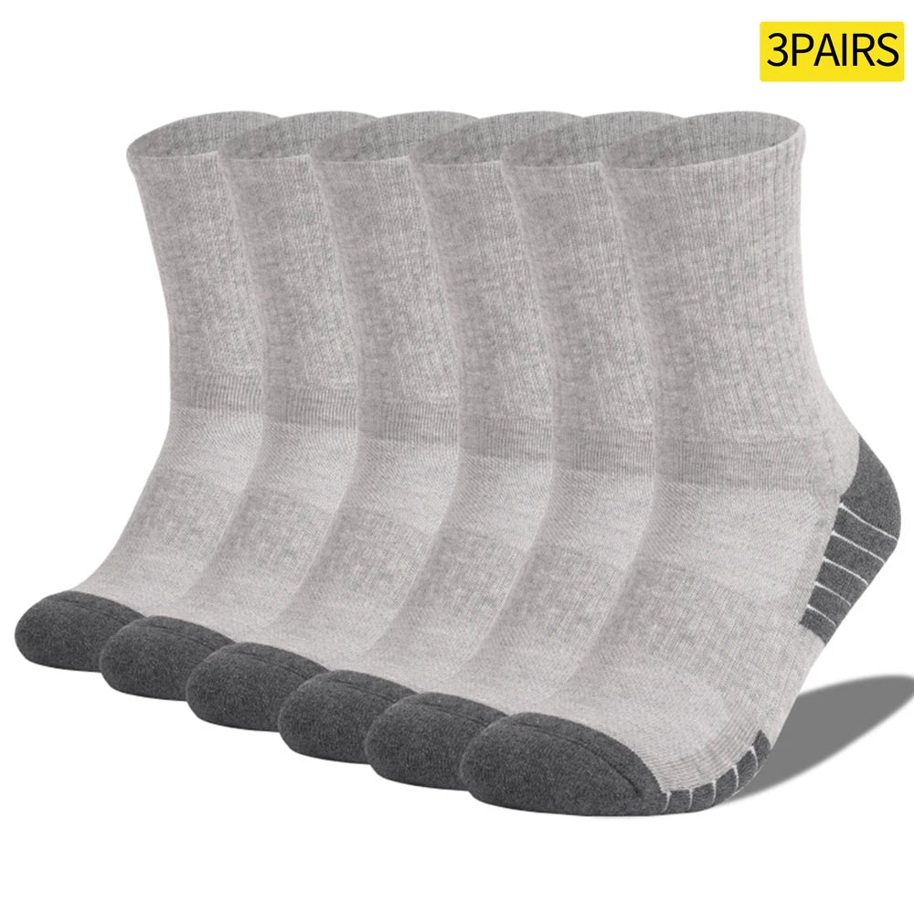 3 Pairs Heavy Duty Cotton Trekking Socks Men Non Slip