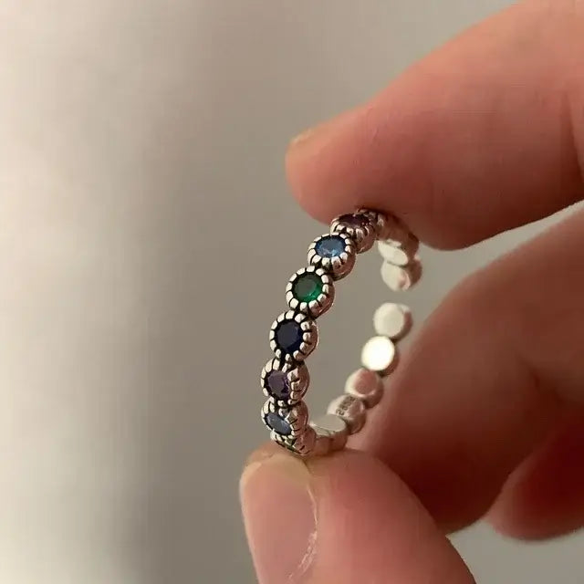 BF Club 925 Sterling Silver Rings for Women Simple Gold Star Fashion Jewelry Beige resizable