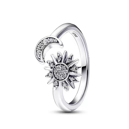 925 Sterling Silver Santa Elk Moon Star Bead Charm Cute