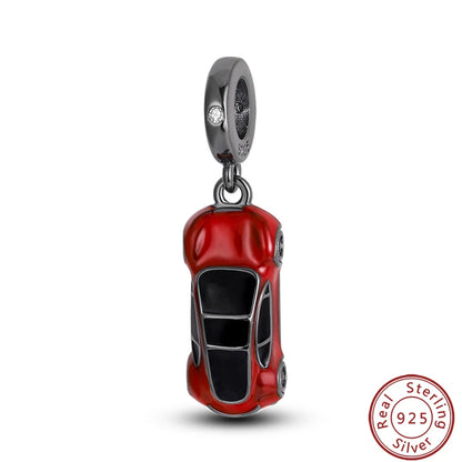 Sterling Silver Sports Car and Motorcycle Charms for DIY Jewelry Making KJC201
