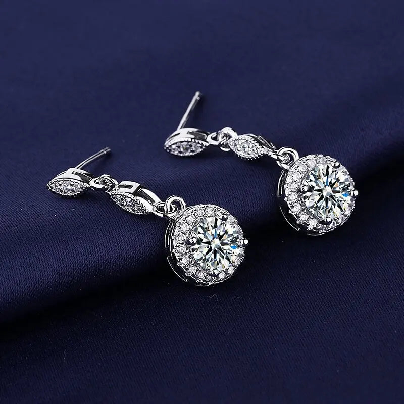 Sterling Silver CZ Crystal Plant Stud Earrings for Women and Teens