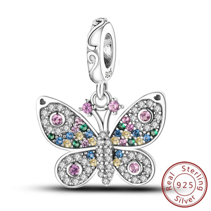 Glowing Firefly Butterfly Charm Bead 925 Sterling Silver Pendant for Bracelets KTC170