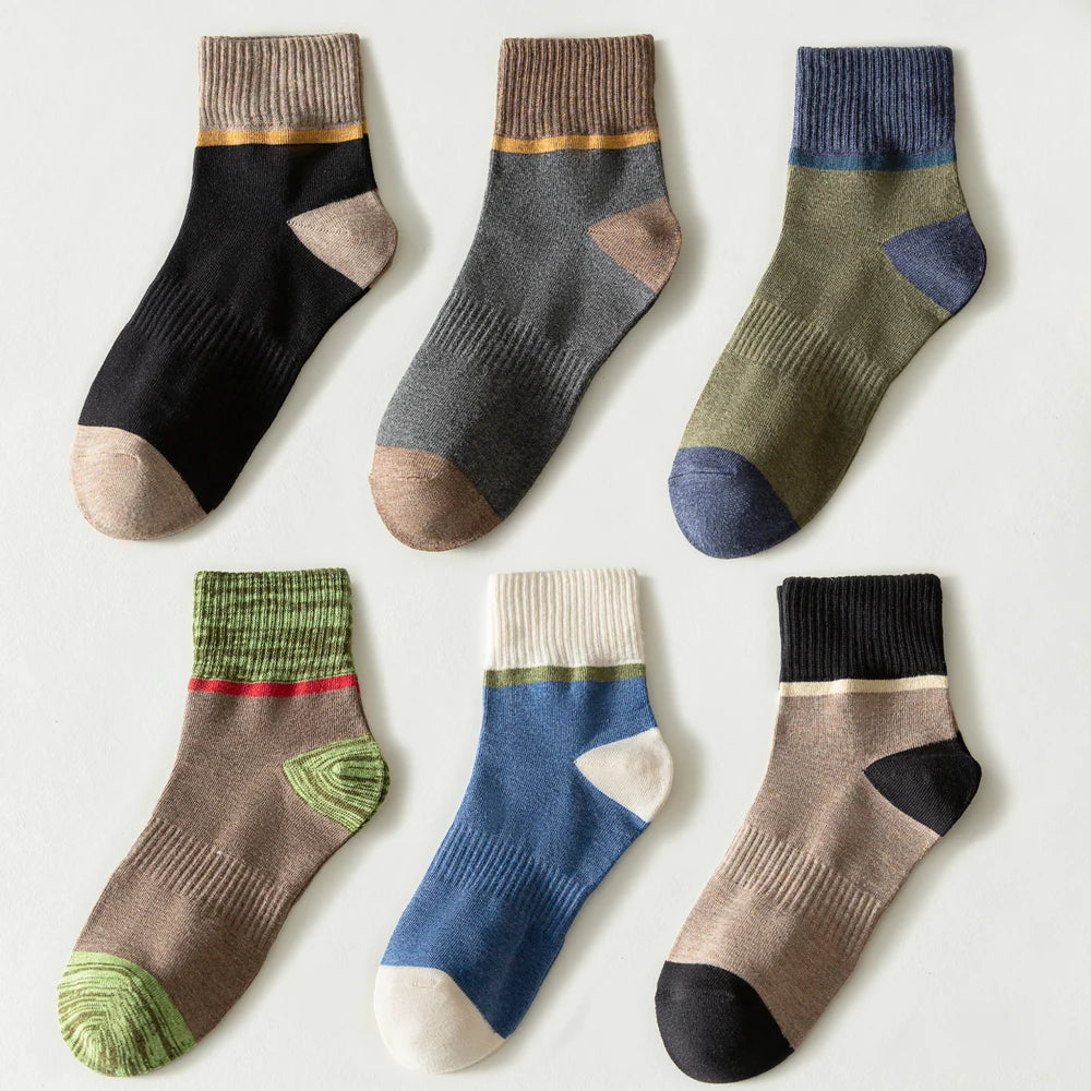 6 Pairs Breathable Mid Calf Sports Socks Men Odor Control