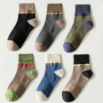 6 Pairs Breathable Mid Calf Sports Socks Men Odor Control