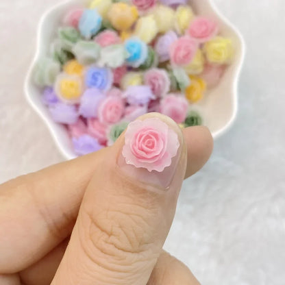 Vibrant 3D Kawaii Flower Nail Art Charms Set - 50 Piece Resin Manicure Decoration Kit