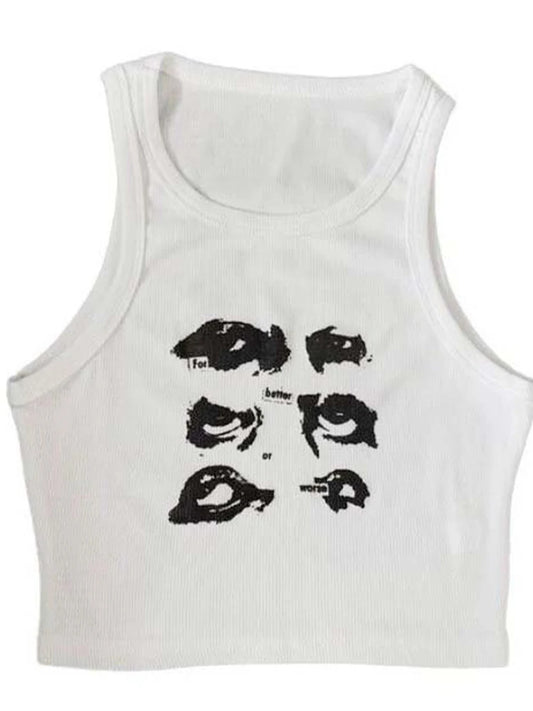 Summer Print Y2K Sleeveless Tank Top Harajuku Style